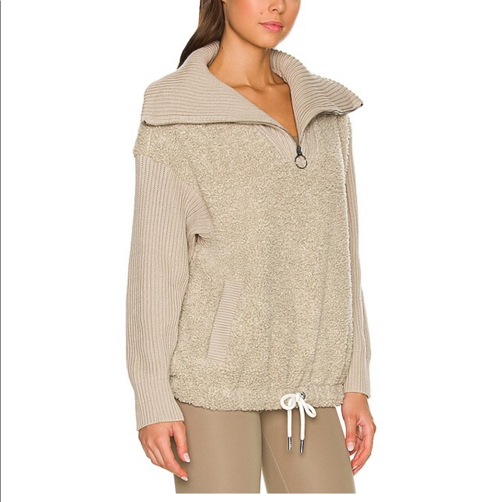 Varley Rogers Half-Zip Pullover in Sage Grey, Size XS $178
